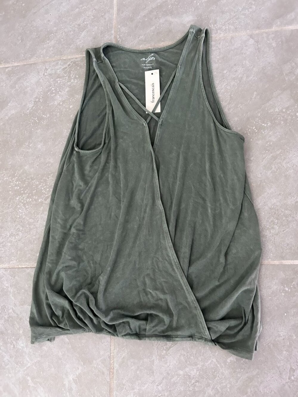 NWT Francesca's Olive Green Alyo Crisscross Tank Top Medium